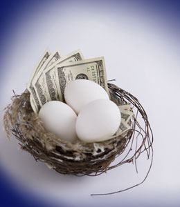 eggs and money in basket