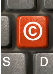 computer key with copyright symbol