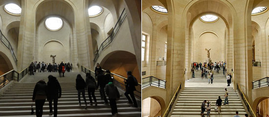 two images of Daru staircase in Louvre