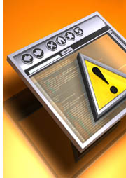 tablet and warning triangle