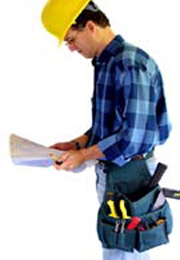 contractor reading building plan