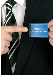 man with payment guaranteed tag