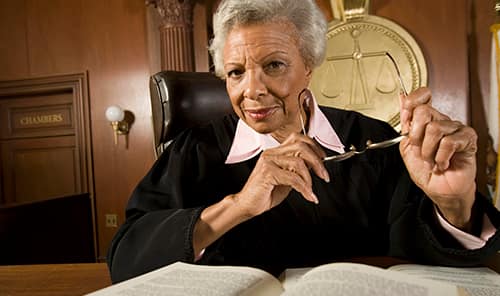 female judge in courtroom