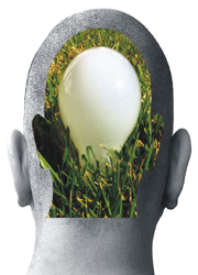 Creative Thinking head with lightbulb idea