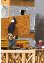 builders on construction site