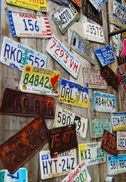 licence plates on wall