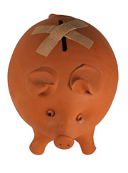 Safe Money piggy bank with bandage