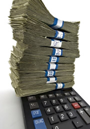 Payment Calculation calculator with money