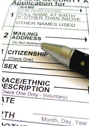 pen on application form