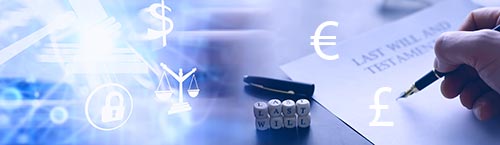 will with currencies and law symbol