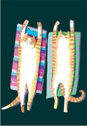 two cats on mats