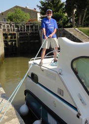 boat on canal at lock